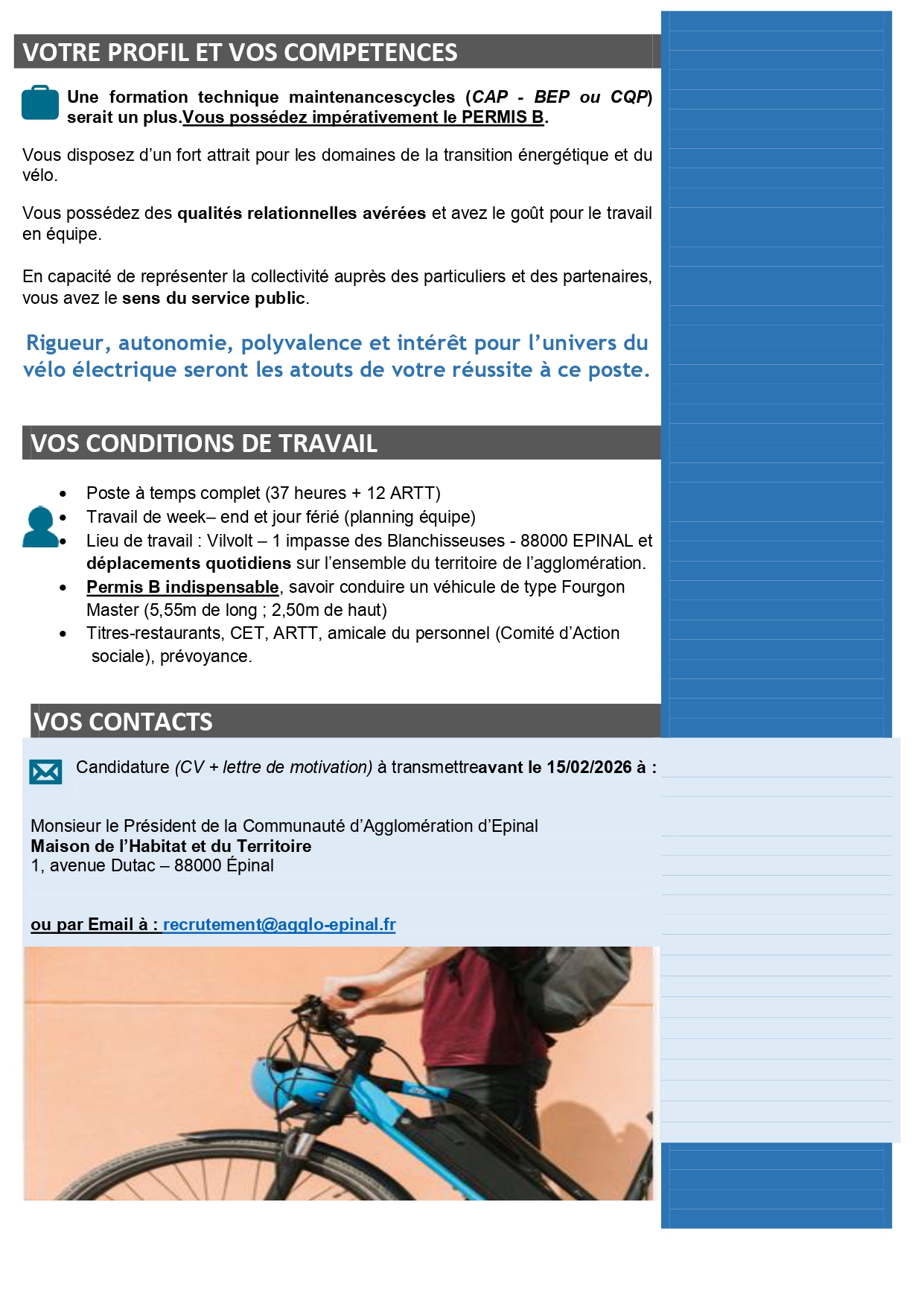 Agent technique polyvalent en charge de la maintenance du service de vélos en libre services (VLS)